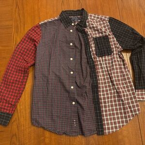 Ralph Lauren Boys size L Patchwork Plaid Shirt - Red, Navy Blue, Green